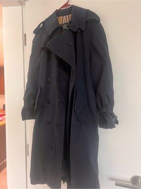 Vintage Burberry Navy Trench Coat - Classic womens Overcoat
